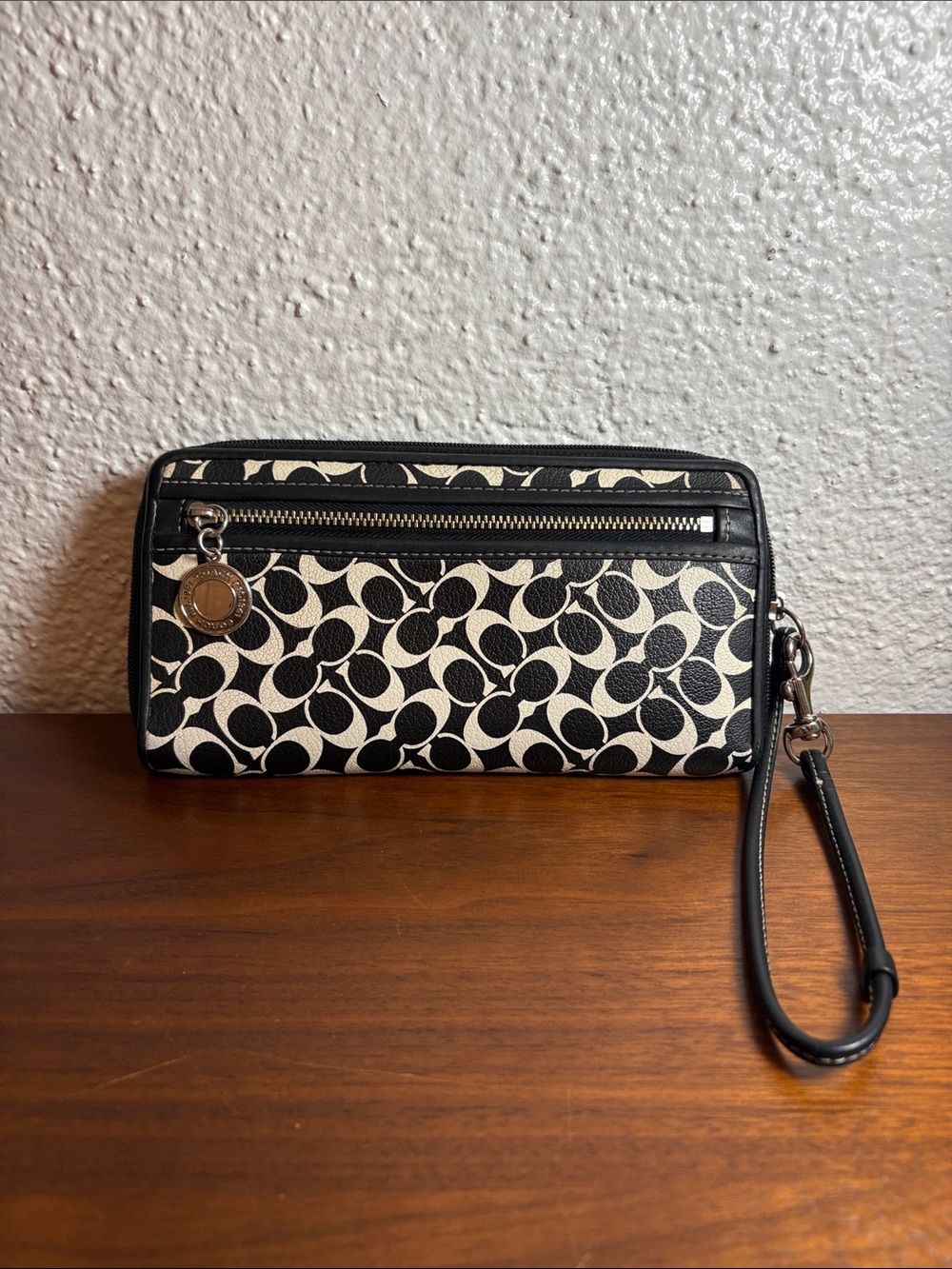 COACH Chelsea Black and White Signature  Wristlet